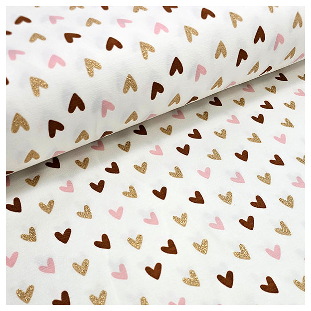 Jersey Herzen mit Glitzer weiß