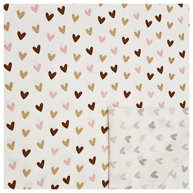 Jersey Herzen mit Glitzer weiß