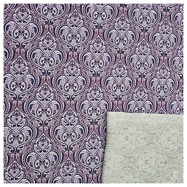 Baumwollsatin Siena Ornamente violett und lila