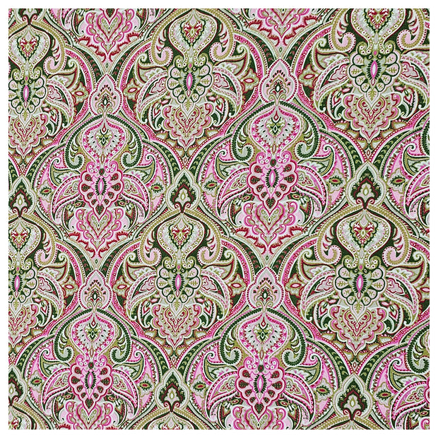 Baumwollsatin Siena Ornamente pink und grün