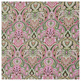 Baumwollsatin Siena Ornamente pink und grün