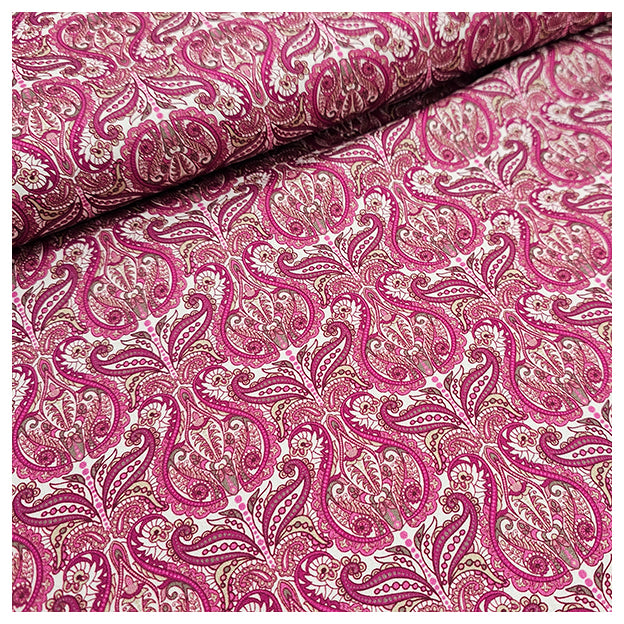 Baumwollsatin Siena Ornamente fuchsia