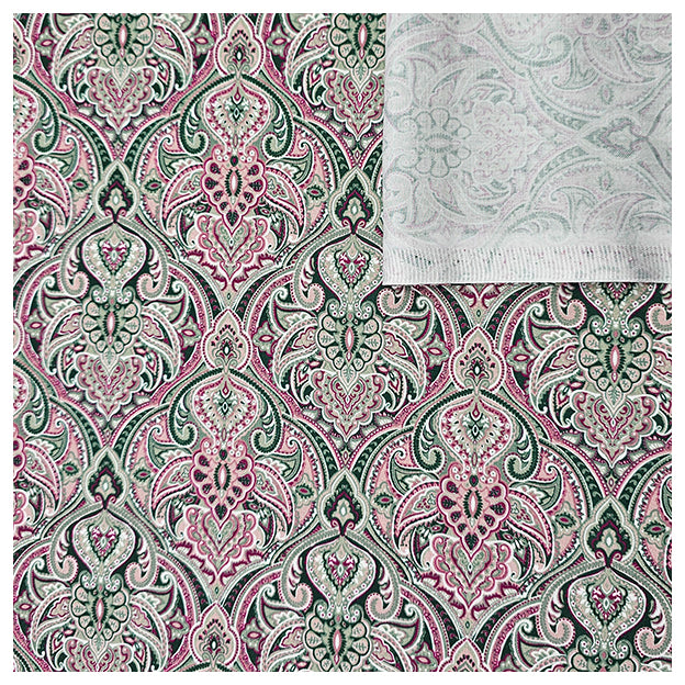 Baumwollsatin Siena Ornamente mint, rosa und grün