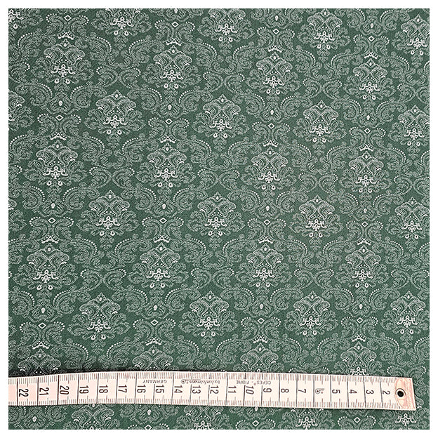 Baumwollsatin Halbdruck dunkelgrün und weiß