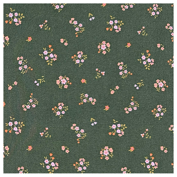 Baumwoll-Popelin Blumenstrauß grün