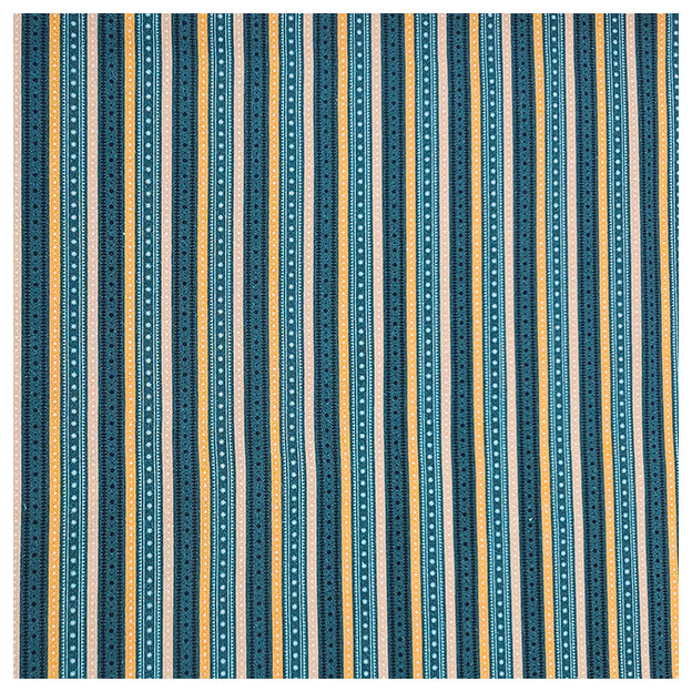 Baumwoll-Popelin gestreift petrol und gelb