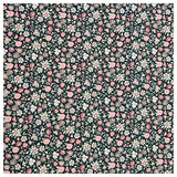 Baumwoll-Popelin Blumen rosa und dunkelgrün