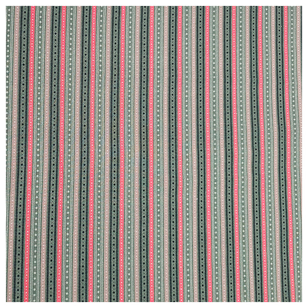 Baumwoll-Popelin gestreift grün, rot und braun