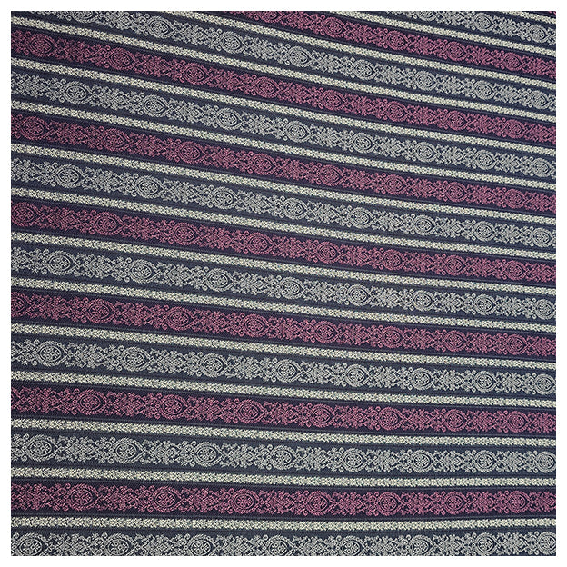 Jacquard Streifen in violett, grau, und navy