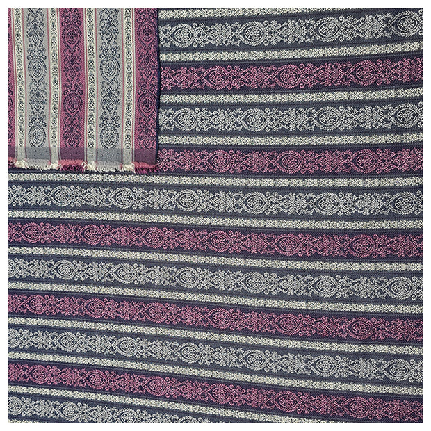 Jacquard Streifen in violett, grau, und navy