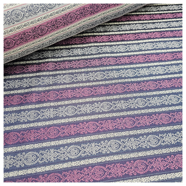 Jacquard Streifen in violett, grau, und navy