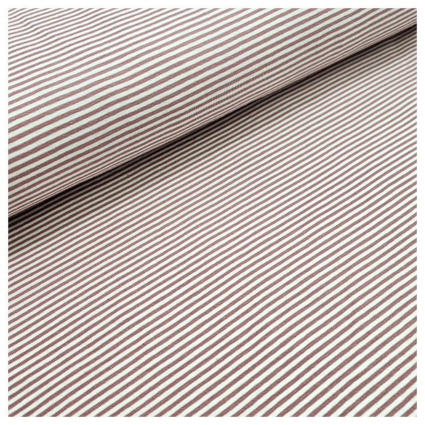 Jersey Streifen mauve und weiß 2mm