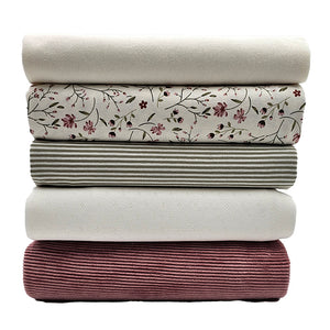 Stoffbox Jersey Blumen und Blätter mit Feincord Jersey und Bündchen