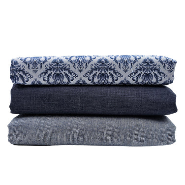 Trachten Stoffpaket in rauchblau mit Fischgrät und Ornamente Schürze