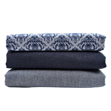 Trachten Stoffpaket in rauchblau mit Fischgrät und Ornamente Schürze