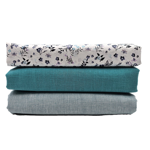 Trachten Stoffpaket in blaugrün mit Fischgrät und Blumen Schürze