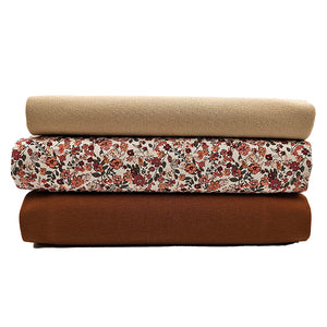 Jersey Stoffpaket Blümchen und uni goldbraun mit Bündchen