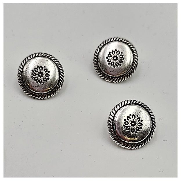 Metallknöpfe mit Blumenmotiv mit Rand 15mm