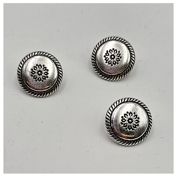 Metallknöpfe mit Blumenmotiv mit Rand 15mm