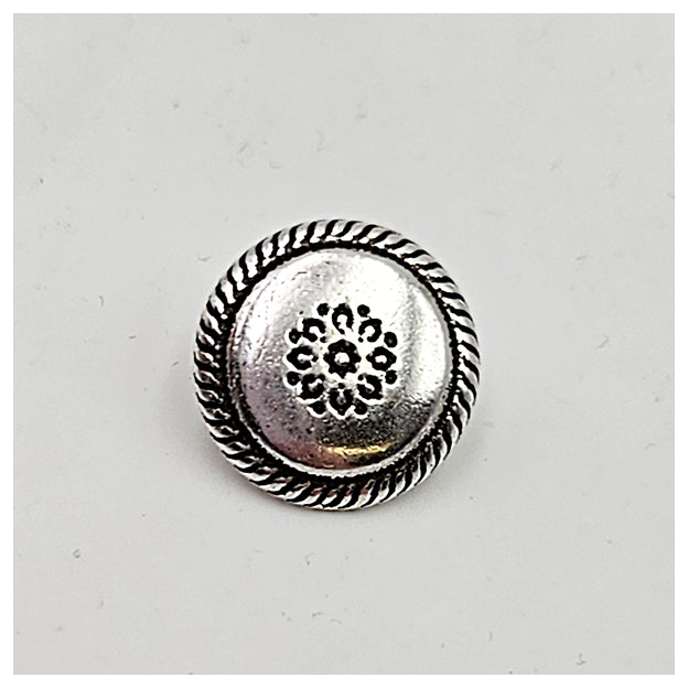 Metallknöpfe mit Blumenmotiv mit Rand 15mm