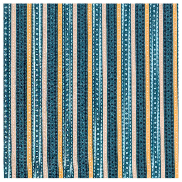 Baumwoll-Popelin gestreift petrol und gelb