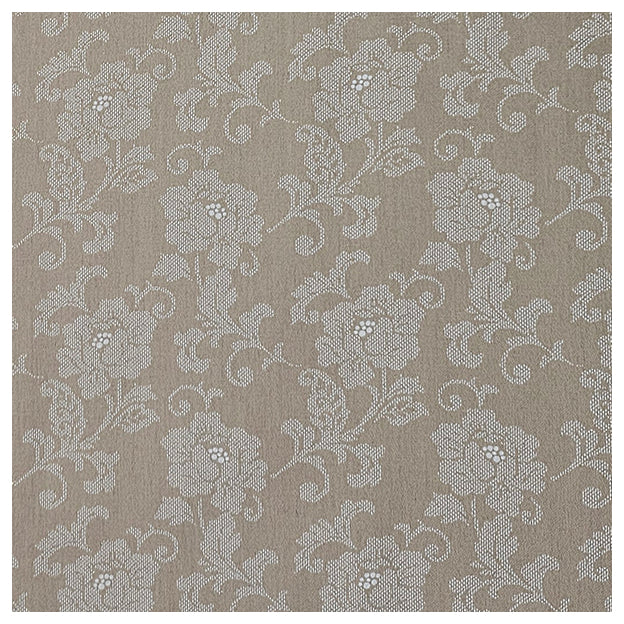Baumwollsatin Blumen Halbdruck taupe und weiß