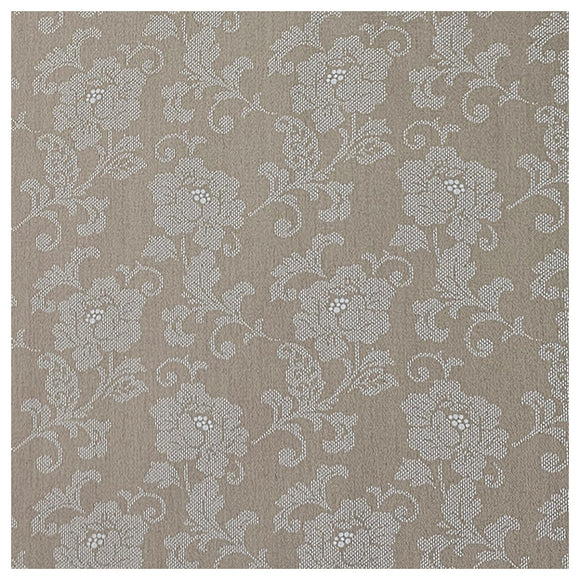 Baumwollsatin Blumen Halbdruck taupe und weiß