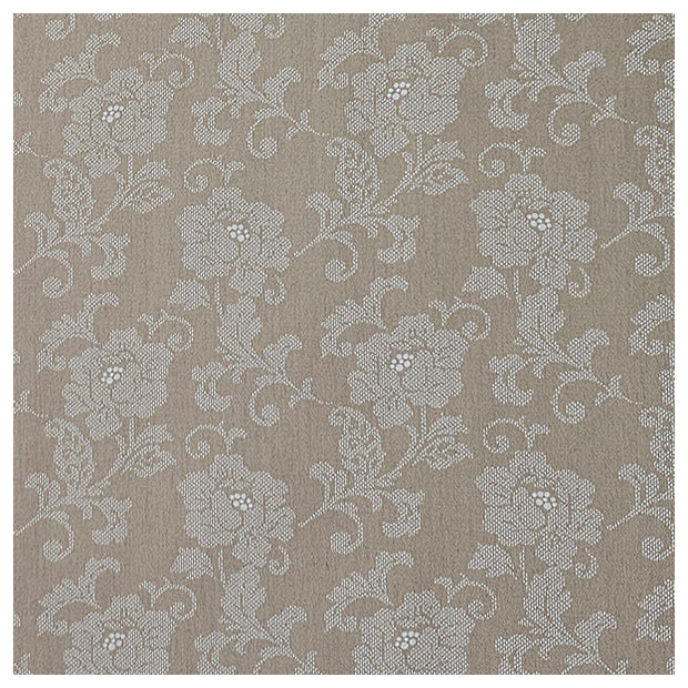 Baumwollsatin Blumen Halbdruck taupe und weiß