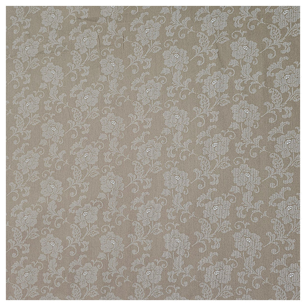 Baumwollsatin Blumen Halbdruck taupe und weiß