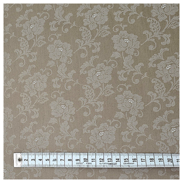 Baumwollsatin Blumen Halbdruck taupe und weiß
