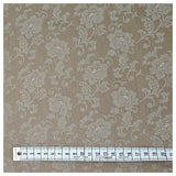 Baumwollsatin Blumen Halbdruck taupe und weiß