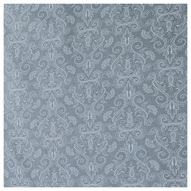 Baumwollsatin Halbdruck Ornamente helles rauchblau und weiß