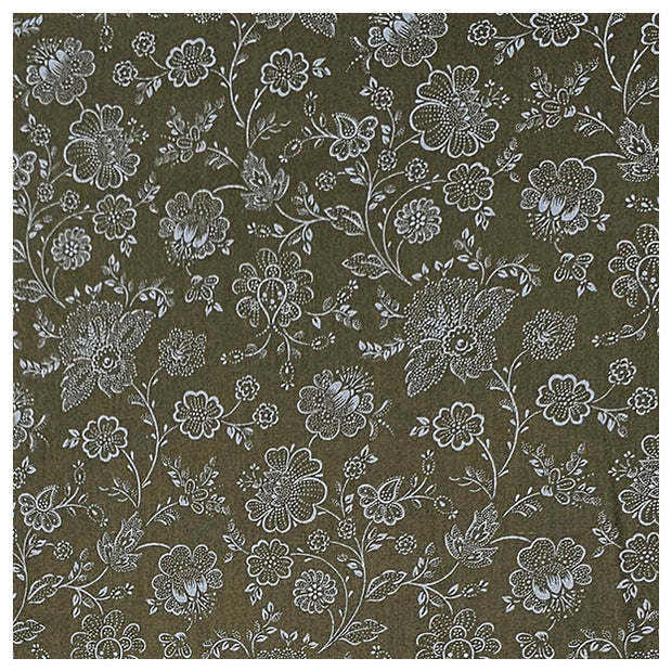 Baumwolle zarte Blumen Halbdruck in olive