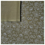 Baumwolle zarte Blumen Halbdruck in olive