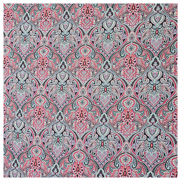 Baumwollsatin Siena Ornamente blau und rosa