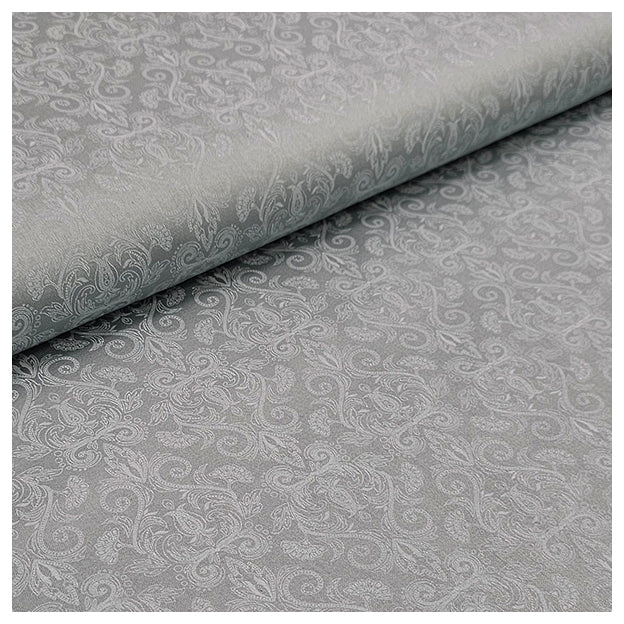 Baumwollsatin Halbdruck Ornamente taubengrau und weiß