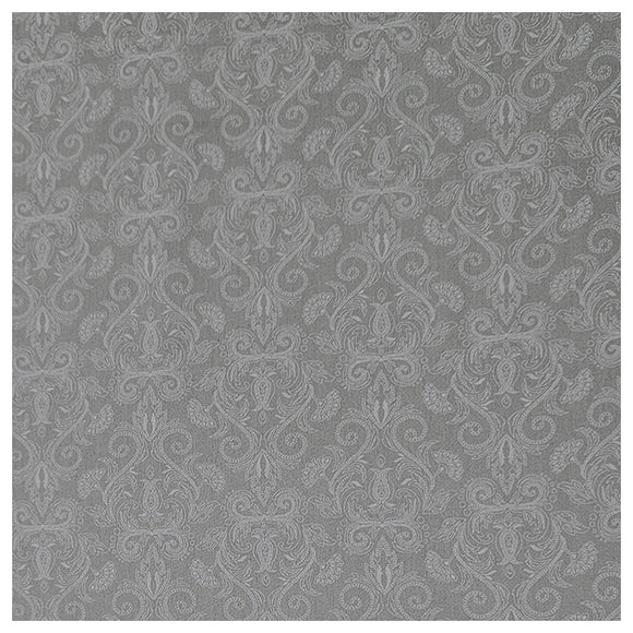 Baumwollsatin Halbdruck Ornamente taubengrau und weiß
