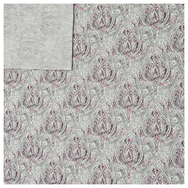 Baumwoll-Popeline Digital Ornamente grau und pink
