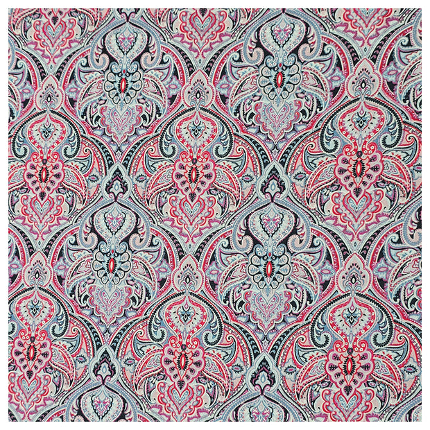 Baumwollsatin Siena Ornamente blau und rosa