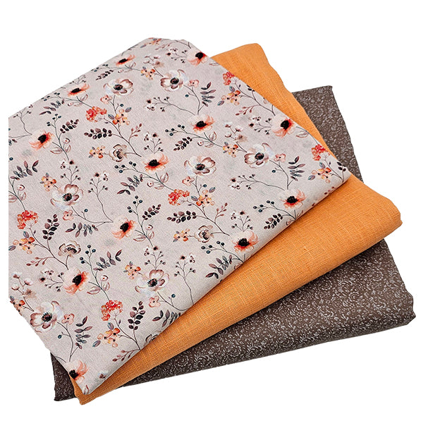 Trachten Stoffpaket Steinnuss und apricot mit Schürze