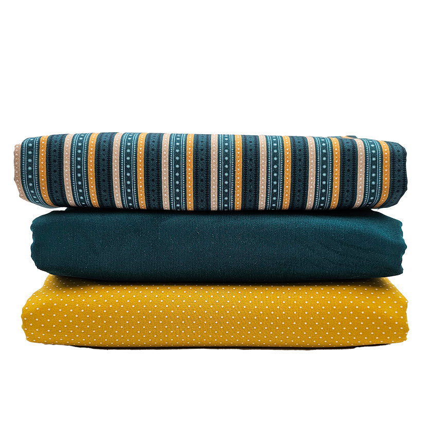 Trachten Stoffpaket Cord petrol und senfgelb mit Schürze