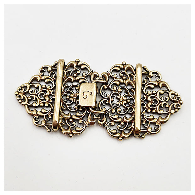 Dirndlschließe aus Metall altgold 72mm/36mm