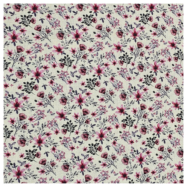 Baumwoll-Popelin Digital Streublümchen rose