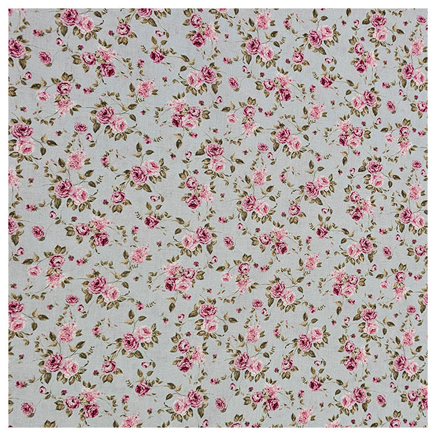 Baumwoll-Popelin Digital Röschen hellgrau