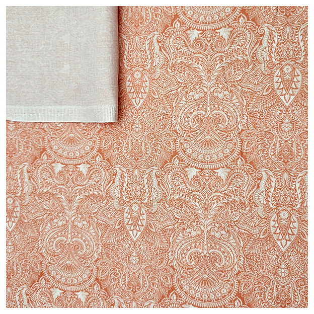 Baumwollsatin Siena Ornamente mit Paisley lachs