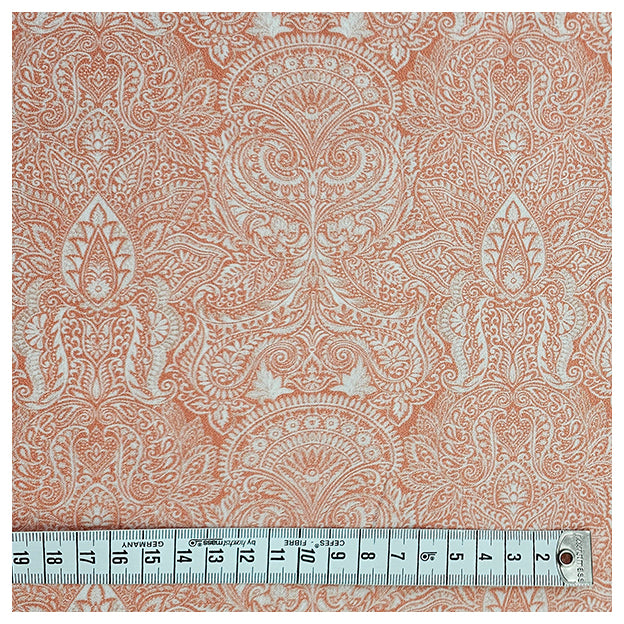 Baumwollsatin Siena Ornamente mit Paisley lachs