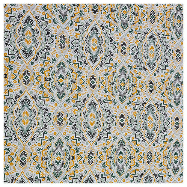 Baumwollsatin Siena Ornamente gelb und mintgrün