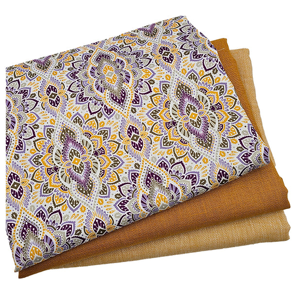 Trachten Stoffpaket  in senfgelb mit Fischgrät und passender Schürze