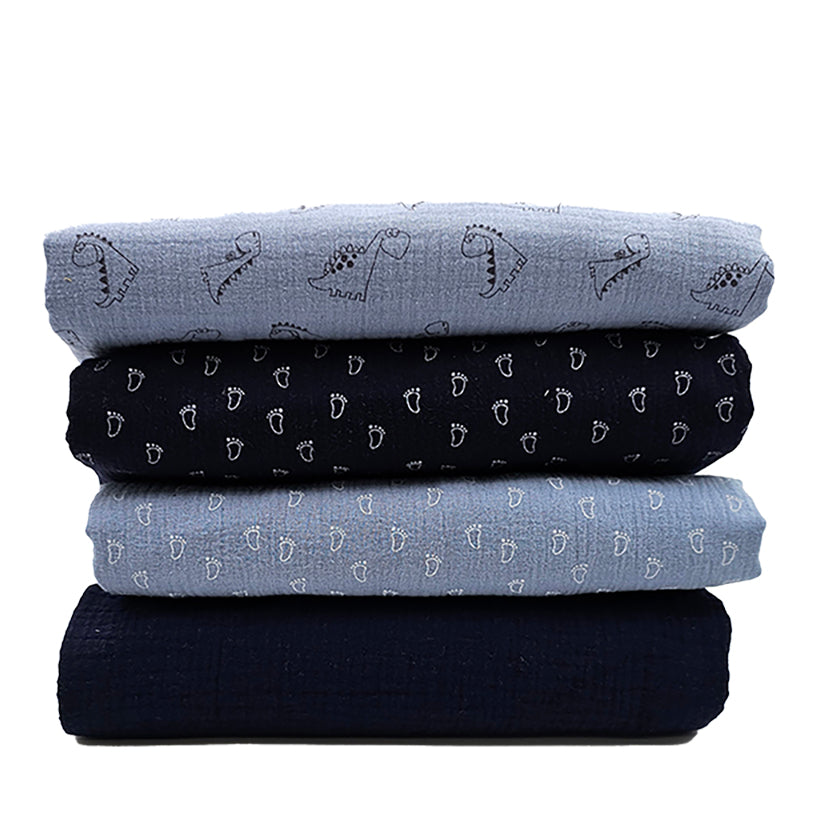 Stoffbox Musselin Fußabdruck und Dino