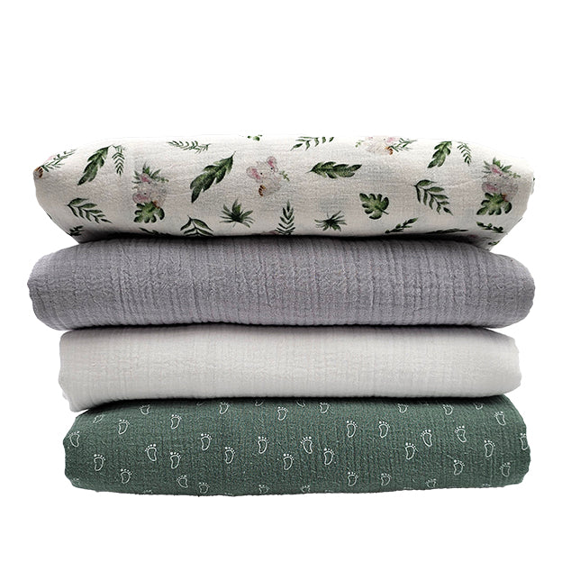 Stoffbox Musselin Elefant weiß und grau